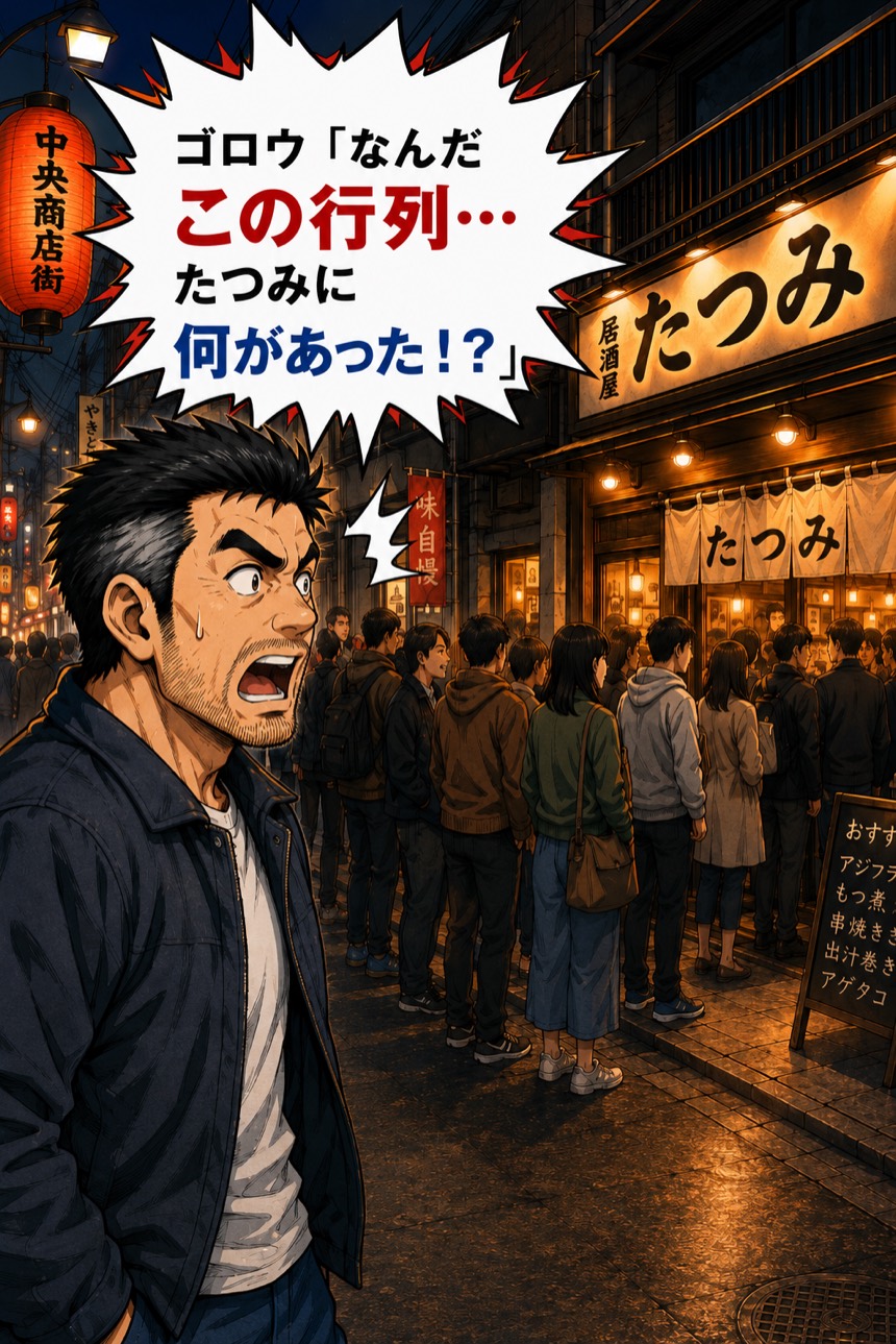 ライバル店たつみの前にできた行列