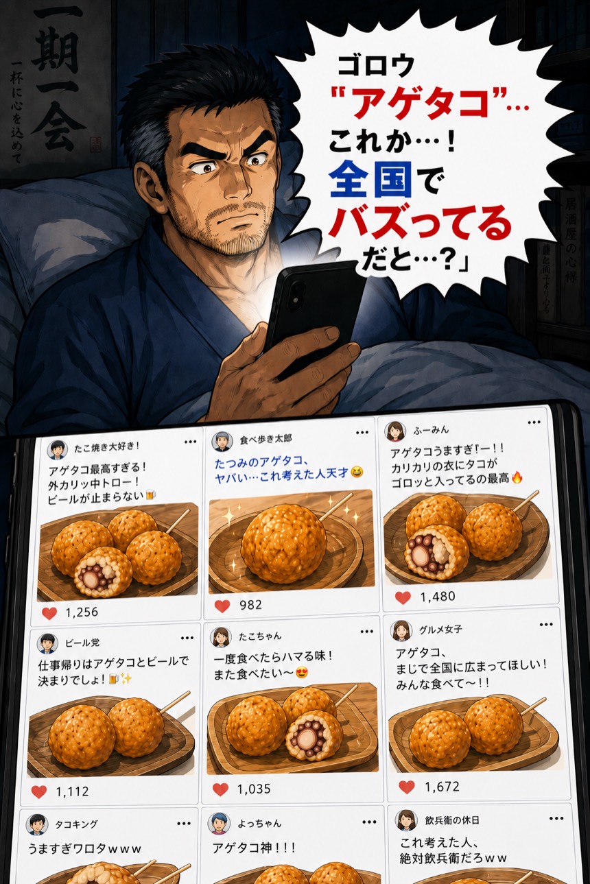 深夜にスマホでアゲタコを検索